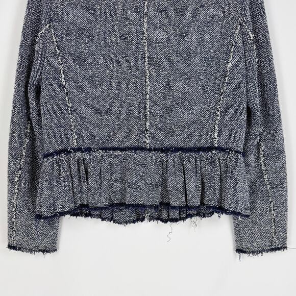 Rebecca Taylor Womens Textured Tweed Peplum Jacket Size 10 Navy Blue - Picture 9 of 15